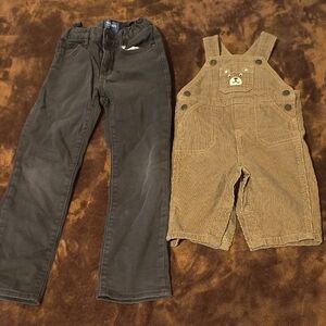 Carter's Black Jeans and Brown Overalls for Kids